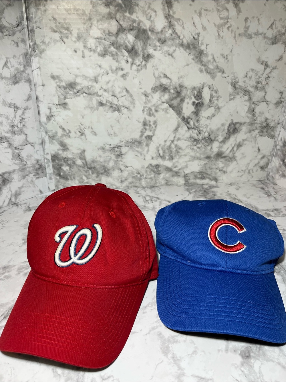 MLB Washington Nationals Red Cap & Chicago Cubs Blue Cap - Dual Pack